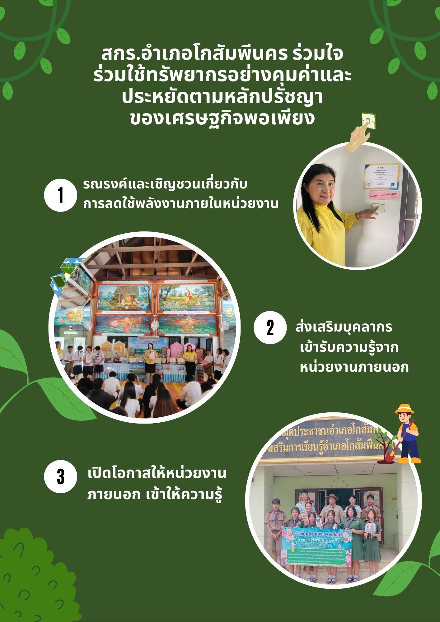 สกร.อำเภอโกสัมพีนคร ร่วมใจ ร่วมใช้ทรัพยากรอย่างคุมค่าและประหยัดตามหลักปรัชญา