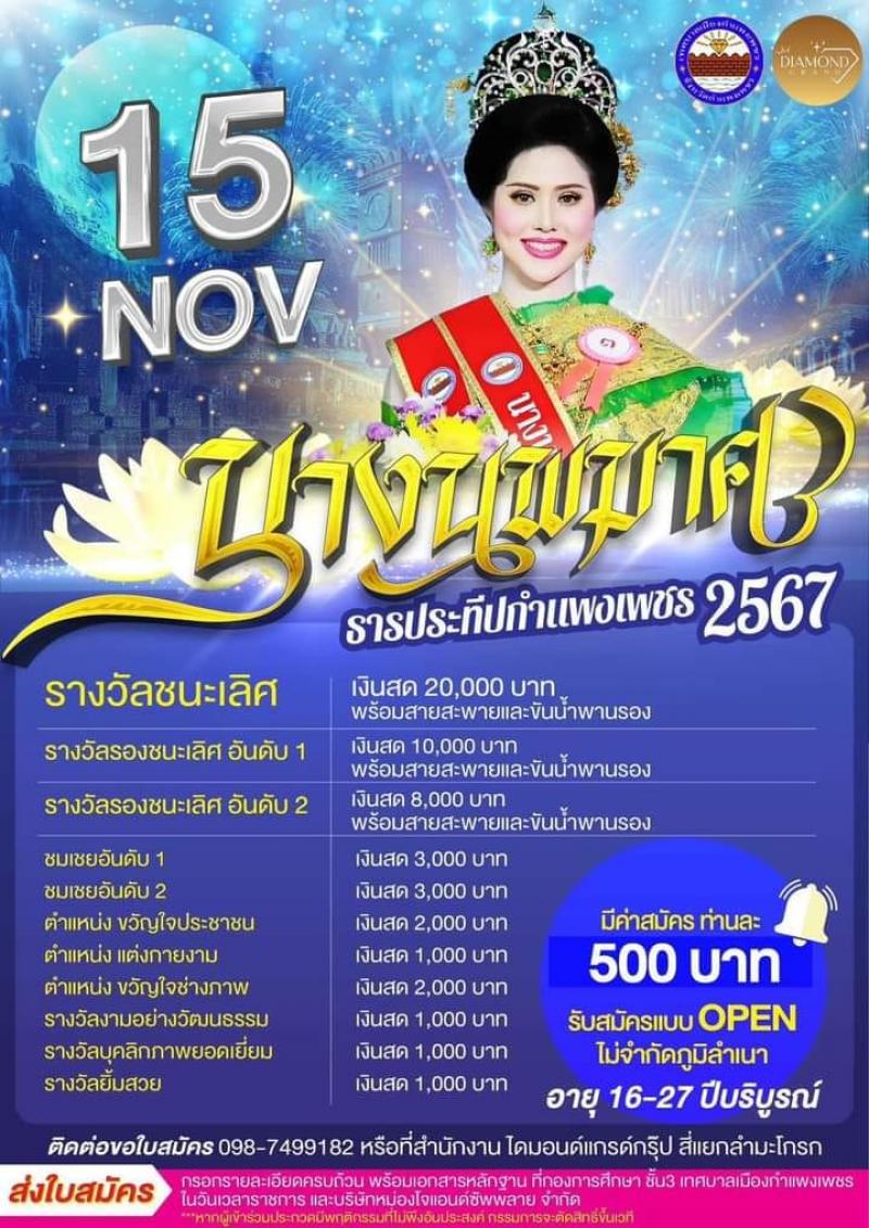 3. ร่วมกิจกรรมวันลอยกระทง ธารประทีป จังหวัดกำแพงเพชร 2567